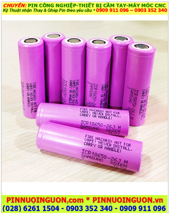 Samsung ICR18650-26JM; Pin sạc lithium 3.7v Samsung ICR18650-26JM (2600mAh) Dischagre 5.2A